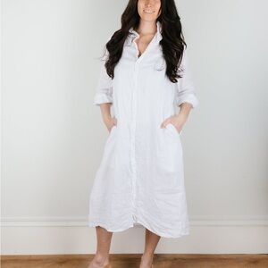 NWT CP SHADES white linen maxi shirt dress